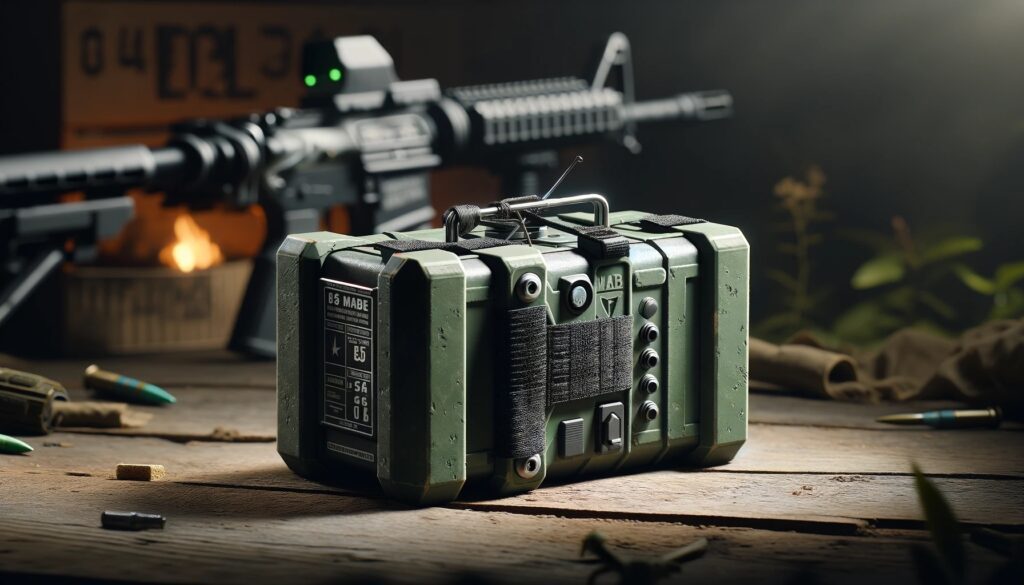 A 16_9 aspect ratio image showcasing an airsoft claymore mine